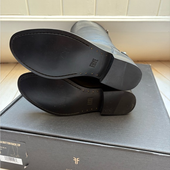 Frye Melissa Black Leather Equestrian Boots - Picture 11 of 13